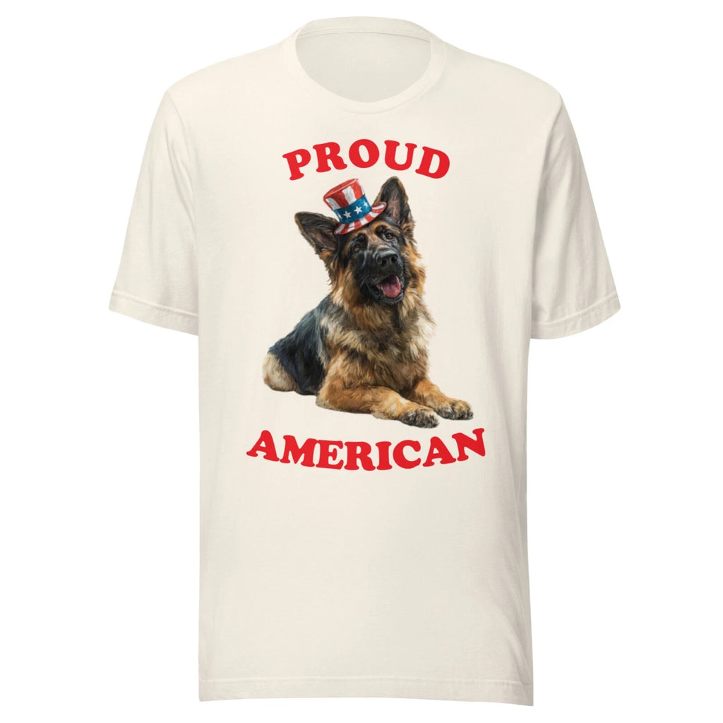 GERMAN SHEPHERD SHIRT -PATRIOTIC 4TH JULY AMERICAN ADULT - ALL SIZES - VTG WHITE