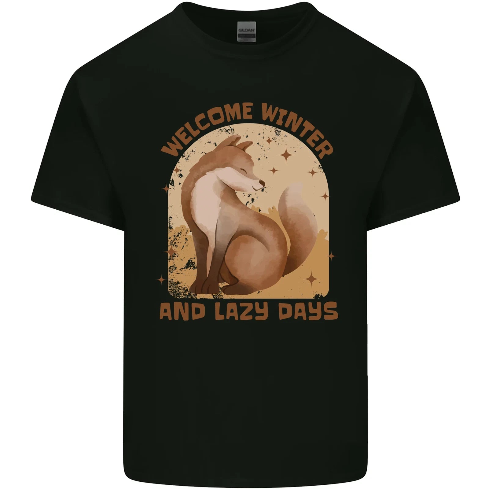 Fox Welcome Winter and Lazy Days Mens Cotton T-Shirt Tee Top