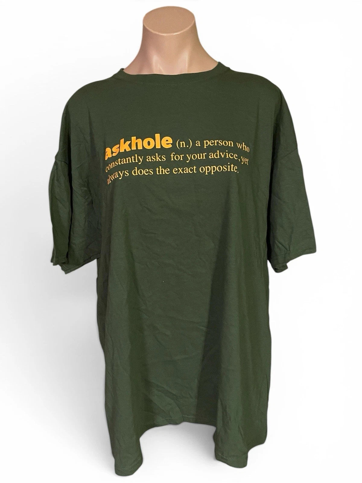Askhole Funny Definition T Shirt Unisex XL Green Novelty Graphic Sarcastic Tee
