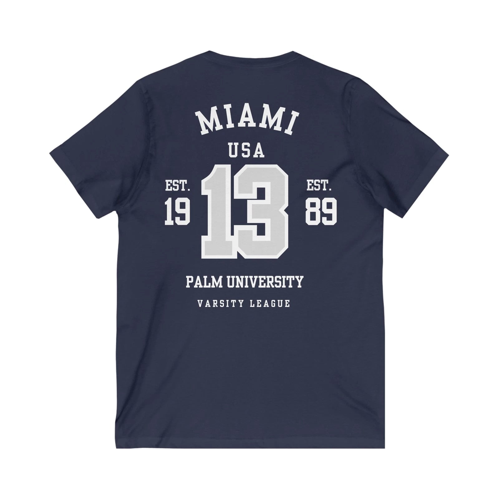 Miami Varsity League V-Neck Tee -Casual Wear for Everyday Comfort