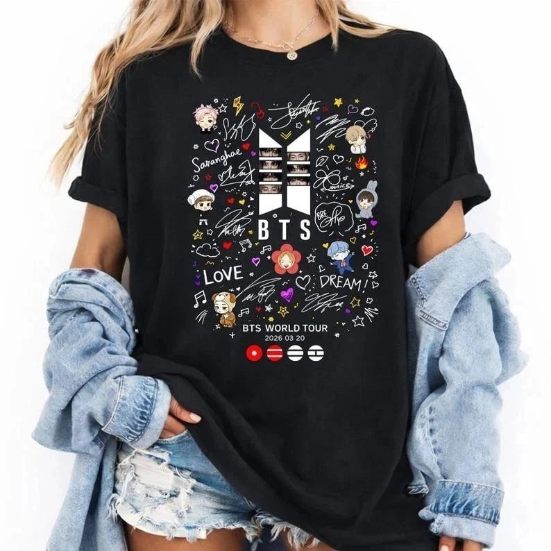 BTS Love Dream Signatures Kpop Fan Art Graphic T-shirt