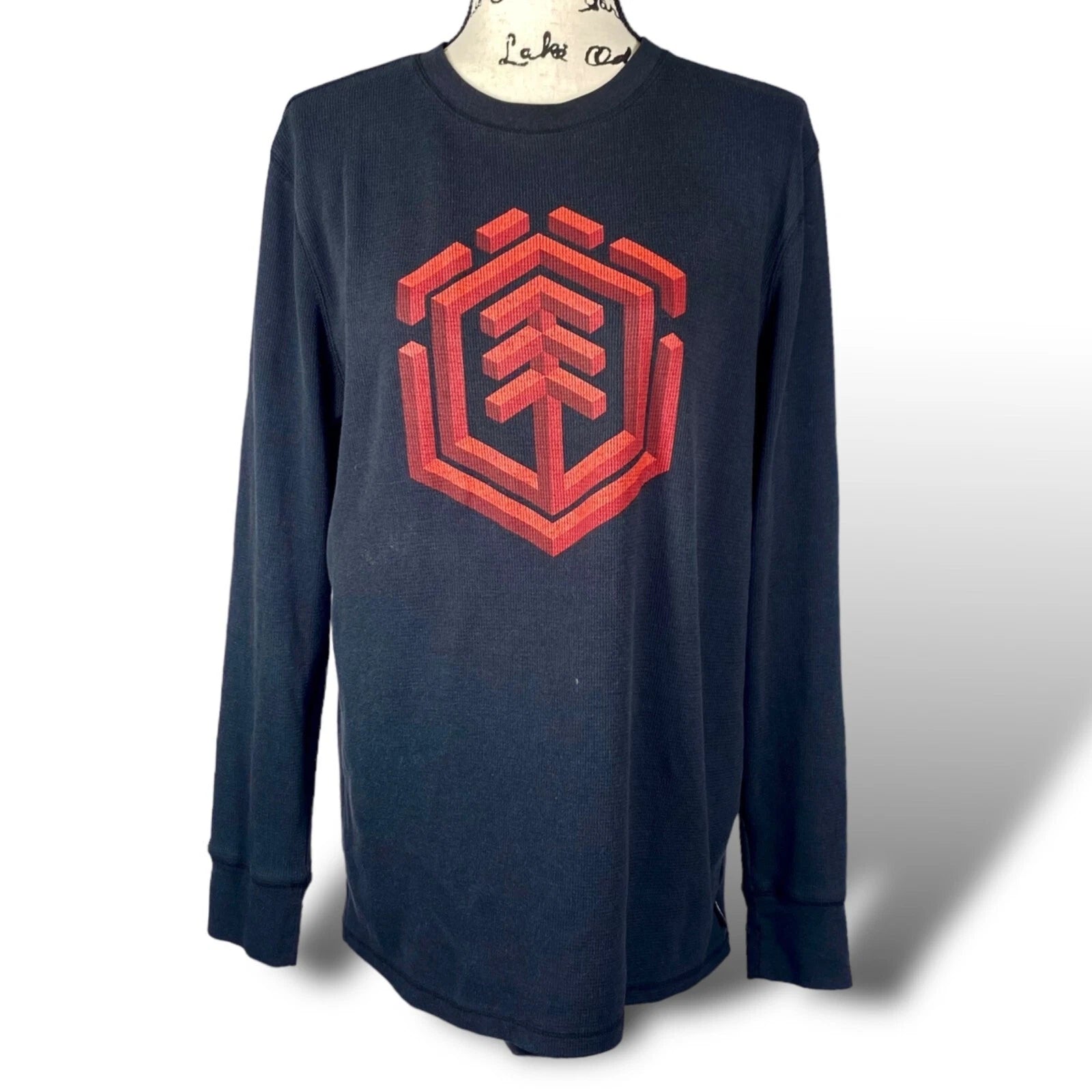 Vintage Element Skateboard Shirt Mens M Navy Long Sleeve Skate Thermal Logo Y2K