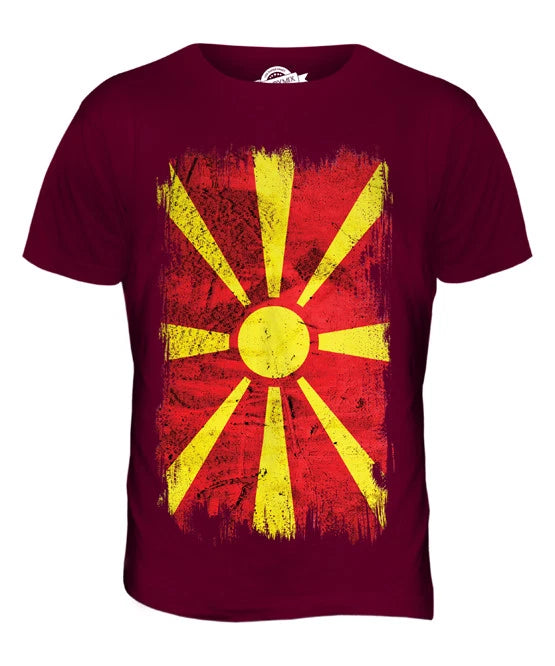 MACEDONIA GRUNGE FLAG MENS T SHIRT TEE SHIRT XS S M L XL 2XL 3XL 4XL 5XL