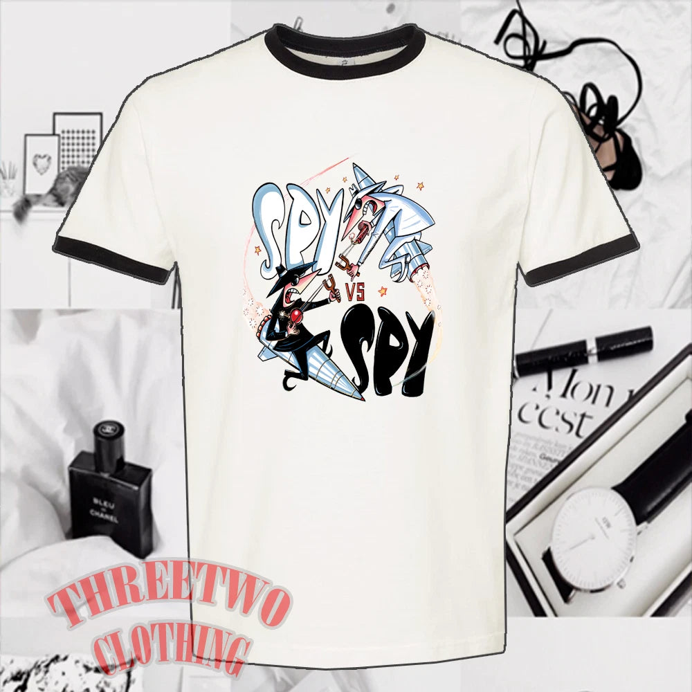 SPY vs SPY Megazine Cartoon TV Show Men's Ringer Black Size S to 3XL