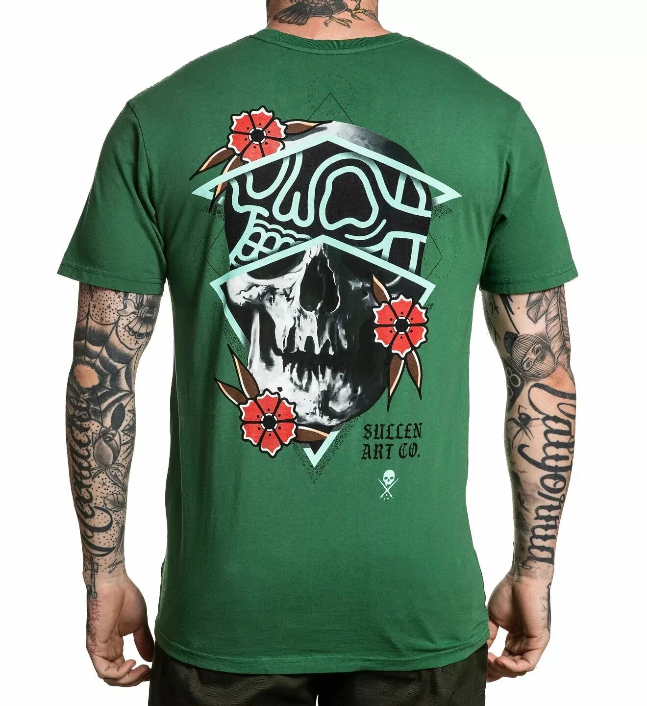 Men's Sullen Art Collective Chris Rigoni Skull Tattoo Rose Premium T-Shirt M-L