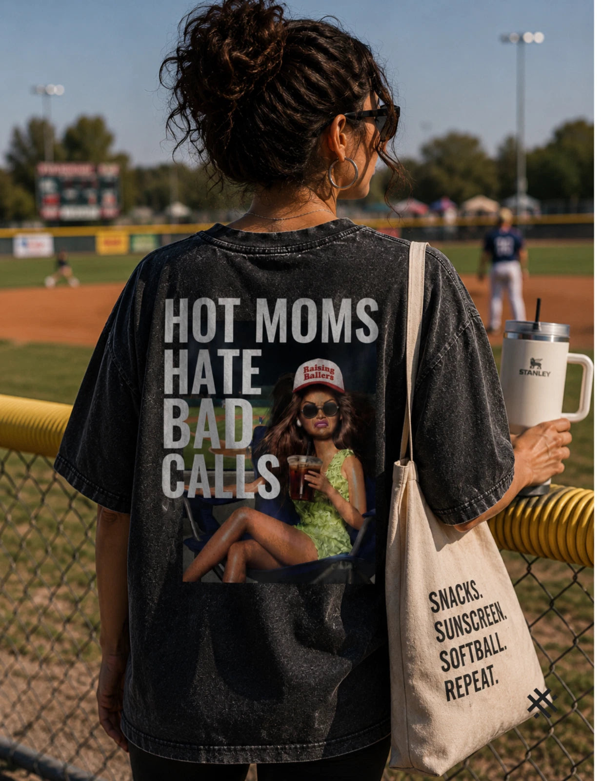 Hot Moms Hate Bad Calls™ Unisex Graphic Baseball Mom  T Shirt Funny Meme Humor