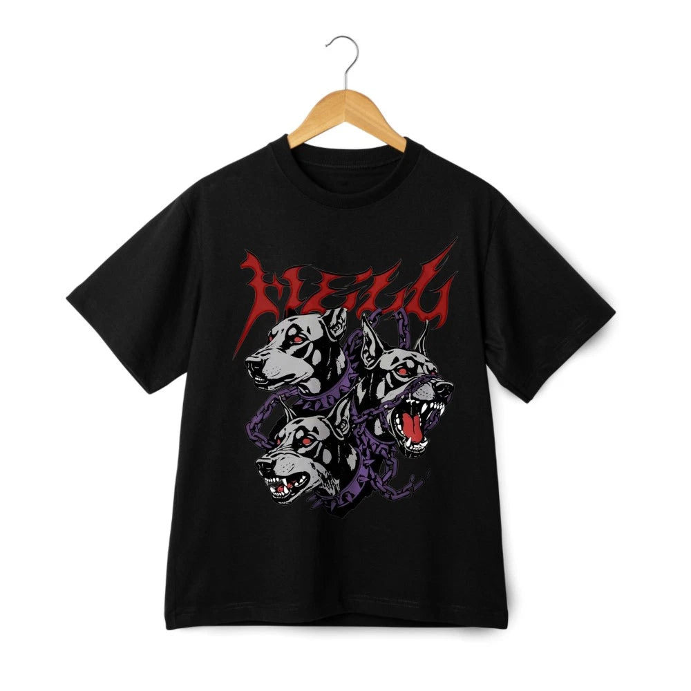 Trendy Gothic Cerberus Graphic Tee|Unisex Rock&Casual Hang Heavy Metal Shirt