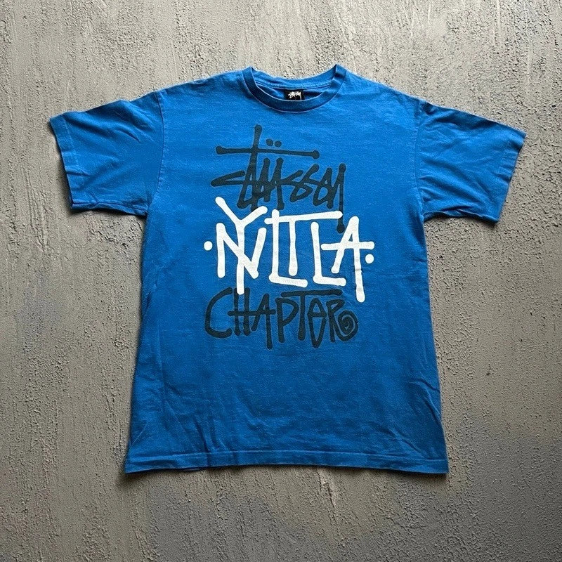 Vintage Stussy Shirt Men Large Blue 2000s NYLTLA Chapter Streetwear