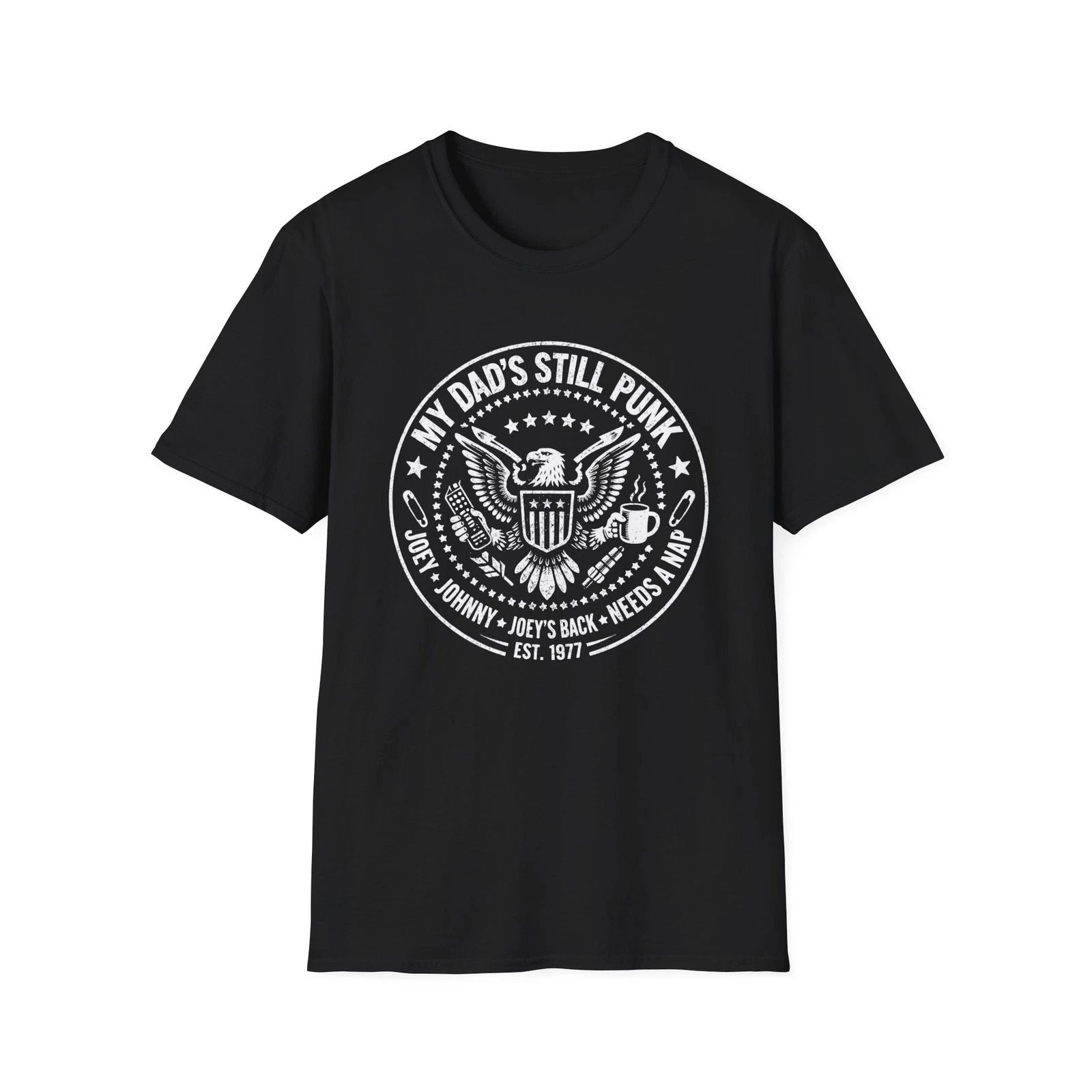 Punk Dad Shirt Funny Ramones Parody Tee Vintage Style My Dad’s Still Punk