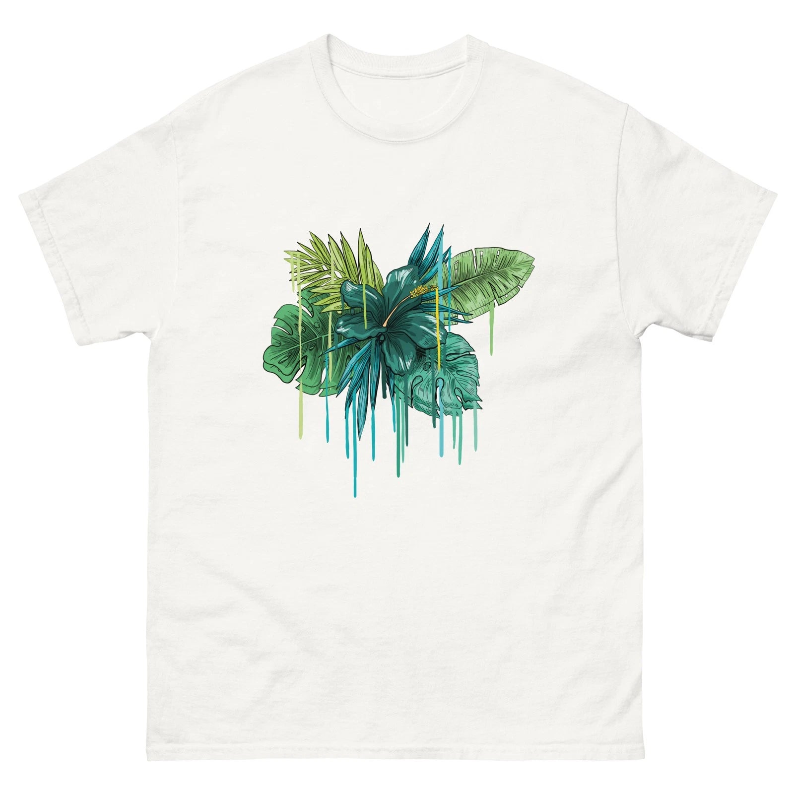 Women's Melting Effect Tropical Botanical Leaves T-shirt