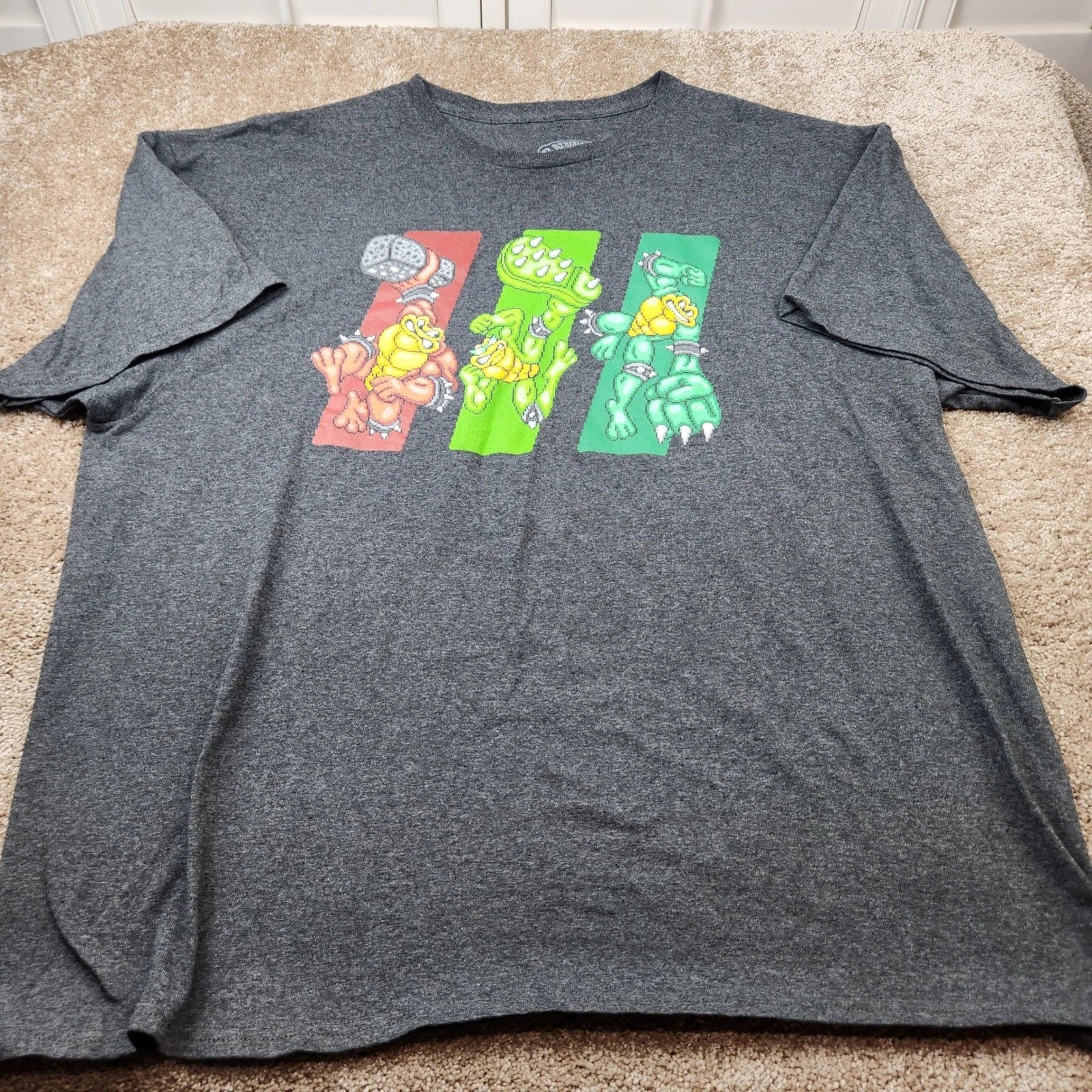 Battletoads Mens 2XL Graphic T-Shirt Charcoal Grey Retro Gaming Pixel Art 2021