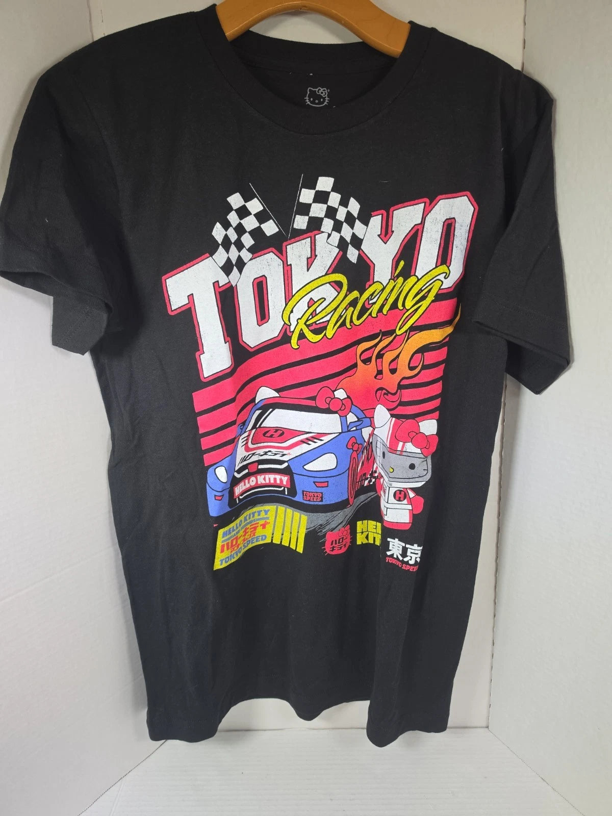 Hello Kitty by Sanrio Tokyo Racing Graphic Men's Black Cotton T-Shirt NWT