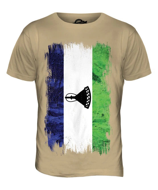 LESOTHO GRUNGE FLAG MENS T SHIRT TEE SHIRT XS S M L XL 2XL 3XL 4XL 5XL