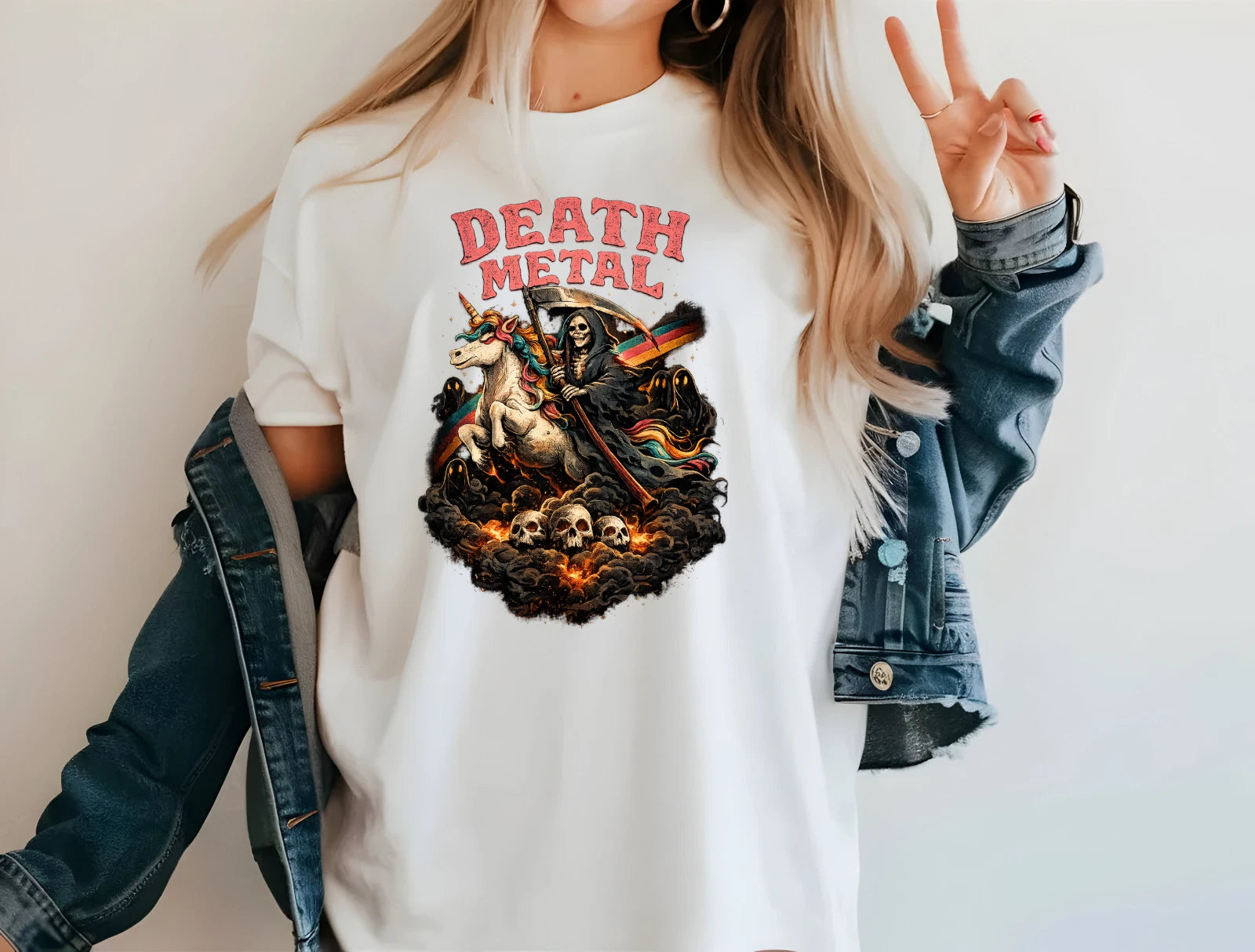 Death Metal Unicorn T-Shirt Grim Reaper Riding Unicorn Funny Gothic Tee