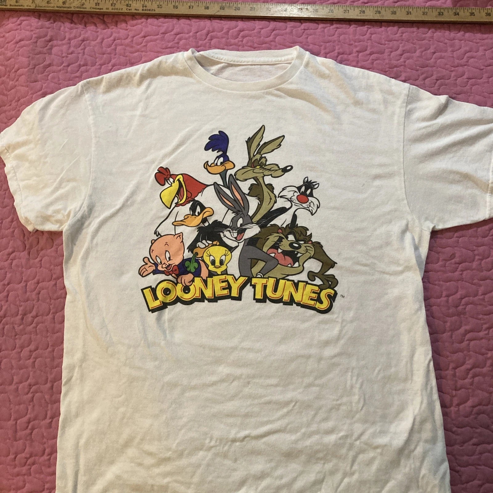 New Looney Tunes Medium T-Shirt Size M White Delta Pro Weights Y2K Cartoons Taz