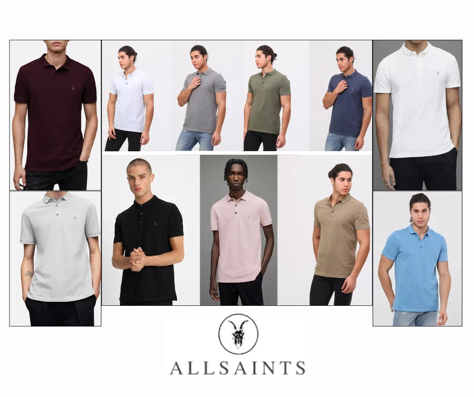 AllSaints Reform Polo Mens TShirt Designer SS Tee Summer Top All Saints Pique  T
