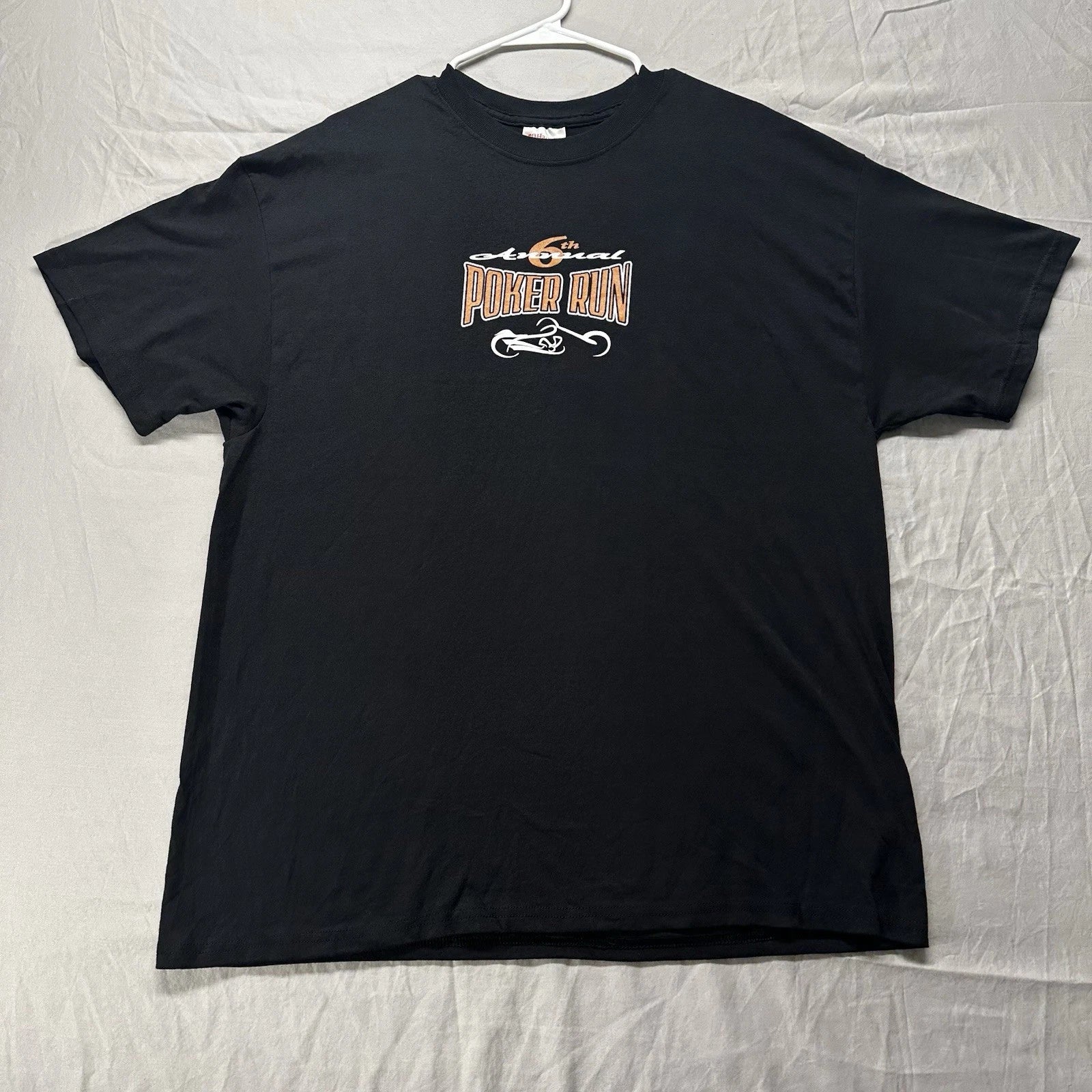 Poker Run Biker T-Shirt Mens XL Y2K Black 2006 Motorcycle Grunge Vintage Tee