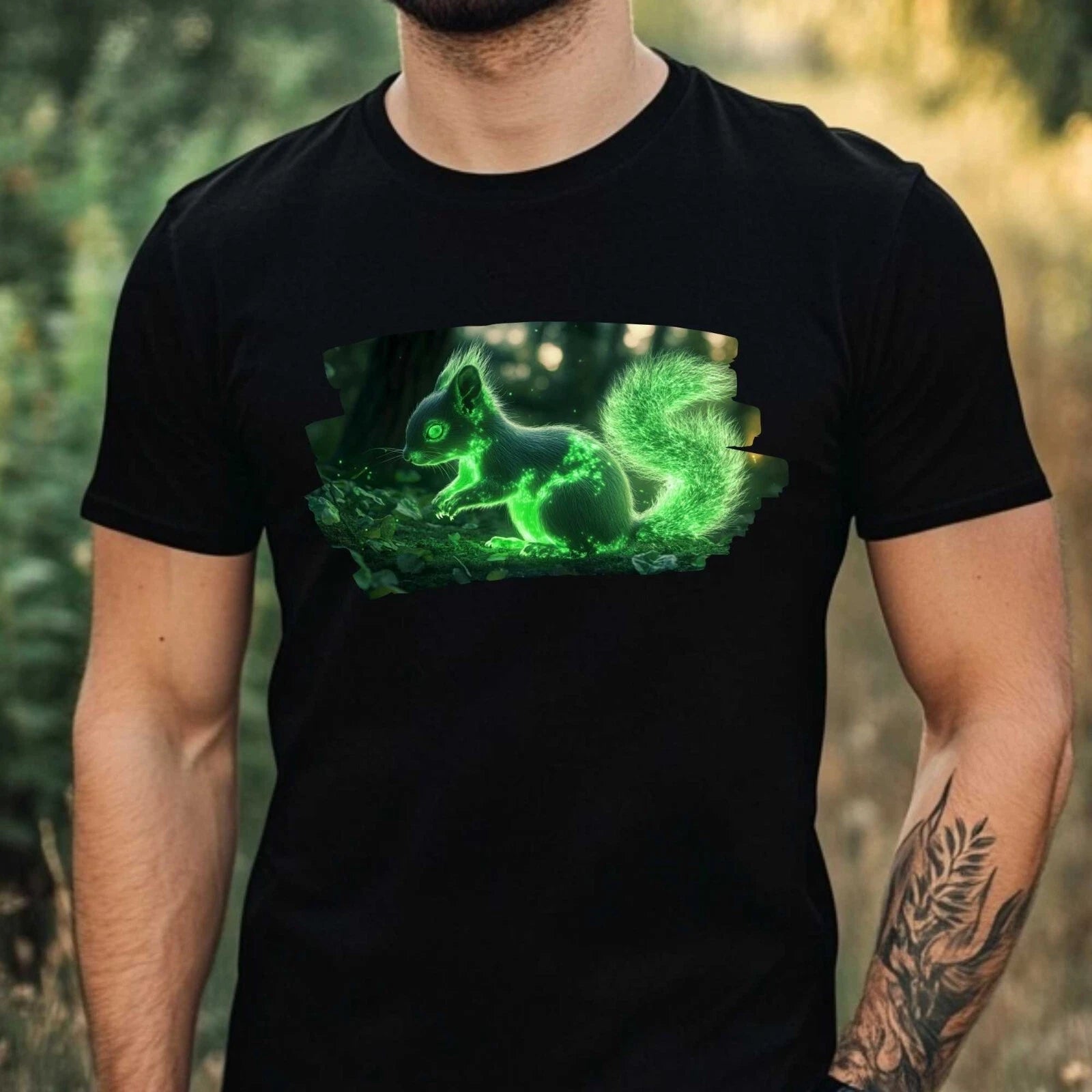 Mens Squirrel Ghost Print Cotton T-Shirt Size XS to 5XL