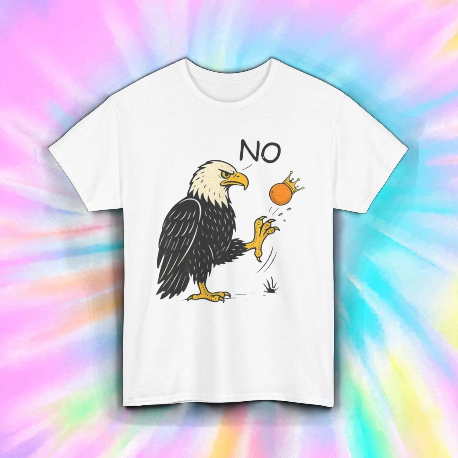 Bald Eagle Shirt No Kings Freedom America Anti-Royalty Funny Graphic Tee S-5XL