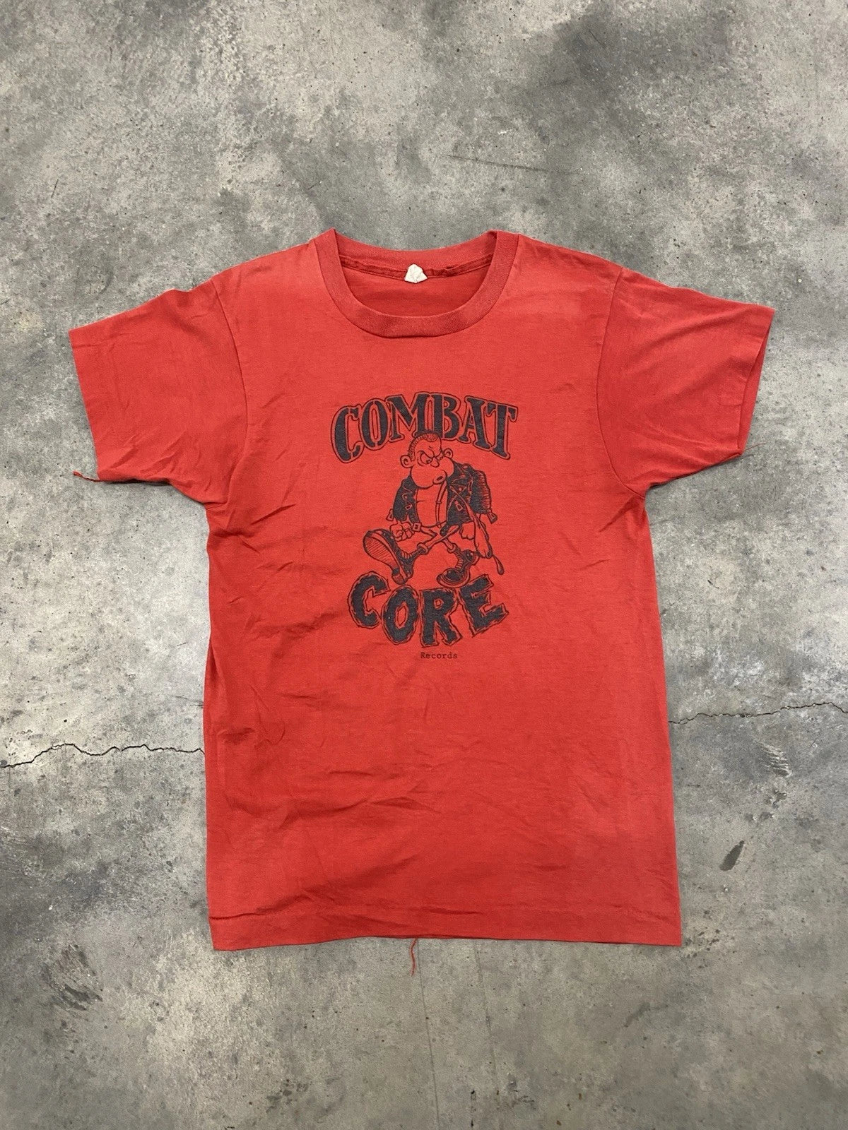 RARE 80’s Combat Core Records T-shirt Screen Star Tag Megadeath Circle Jerks M