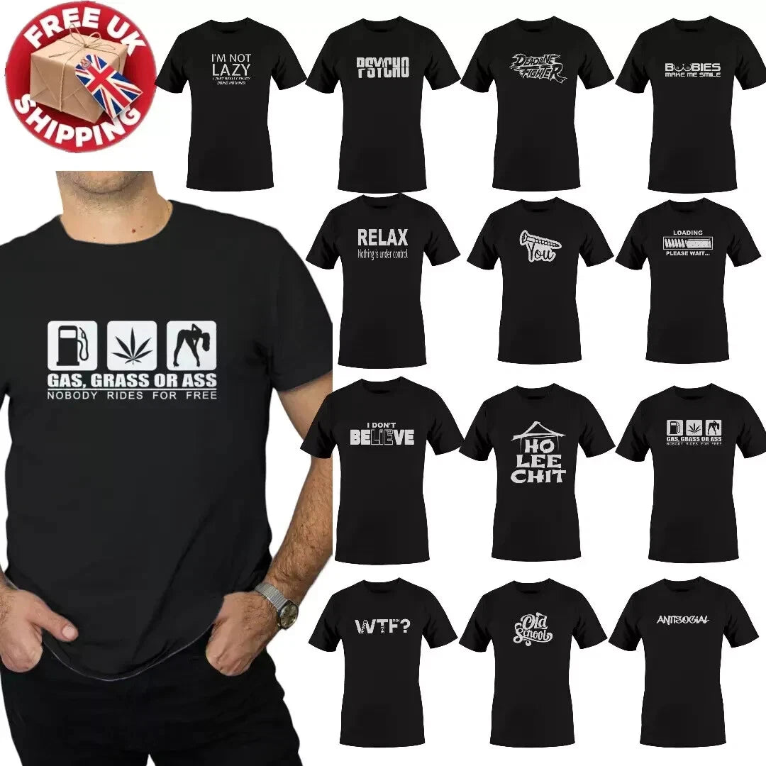 Mens FUNNY T-Shirts Heavy Blend 100% Cotton Joke S to 5XL Novelty Adult Tees Top