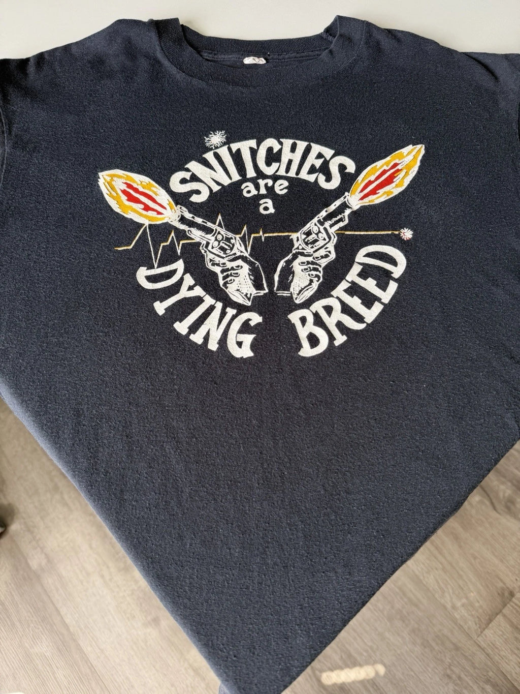 Vintage 80s Snitches Are A Dying Breed Sz L Shirt Biker Harley 3D Screen Stars