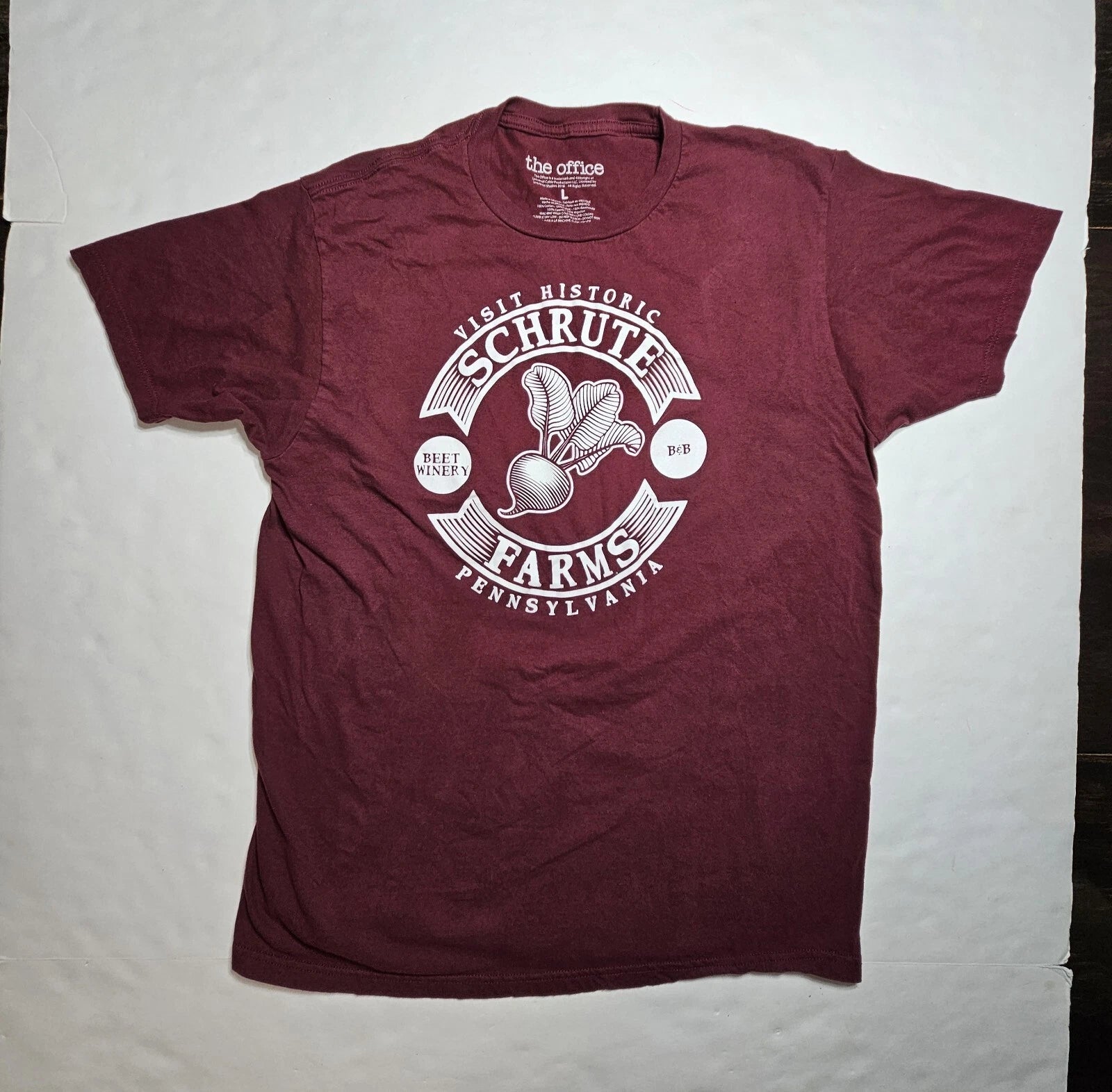 The Office Dwight Schrute “Visit Schrute Farms” Unisex Maroon Shirt Size Large