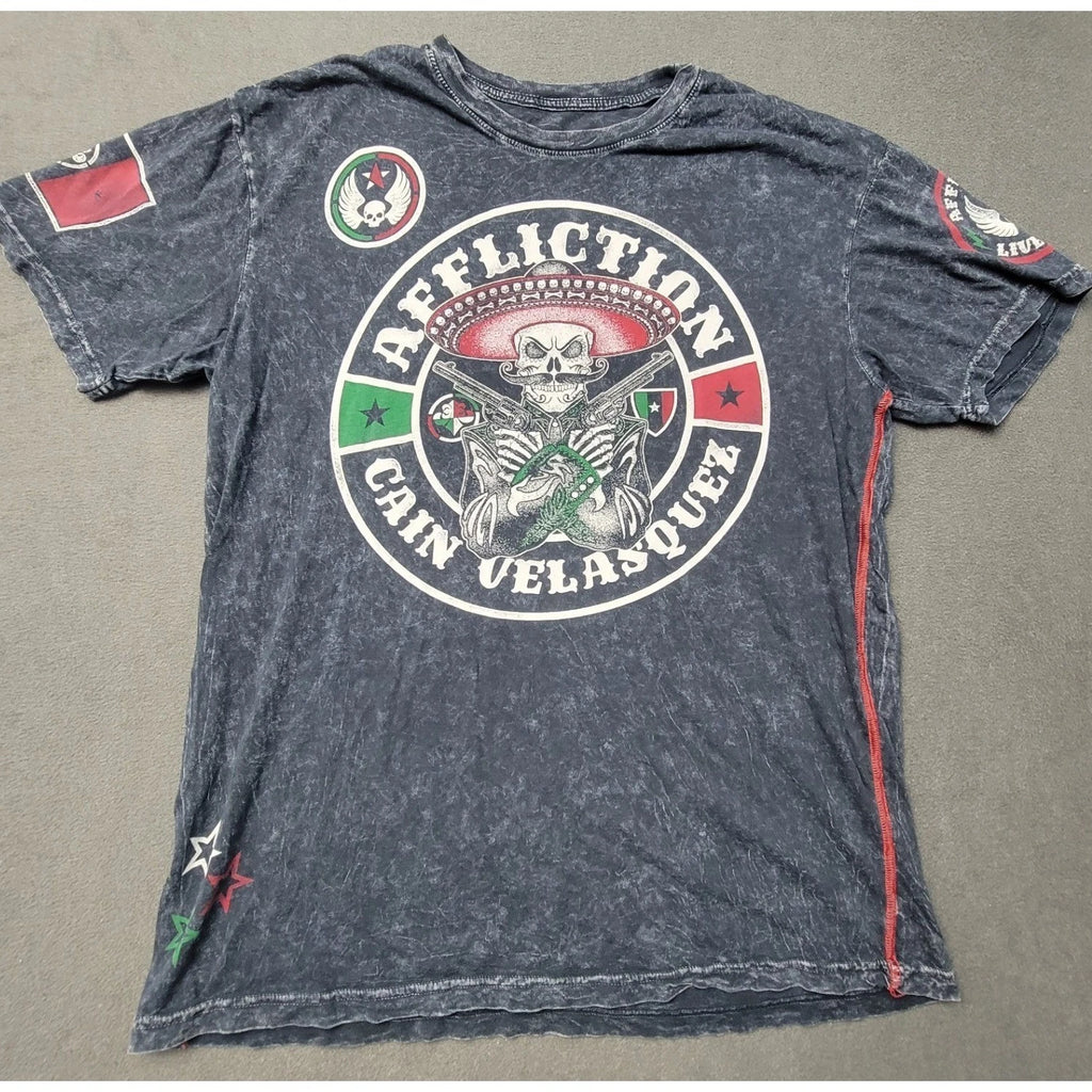 AFFLICTION x Cain Velasquez XL T-Shirt UFC MMA Double Sided Graphic USA-Made