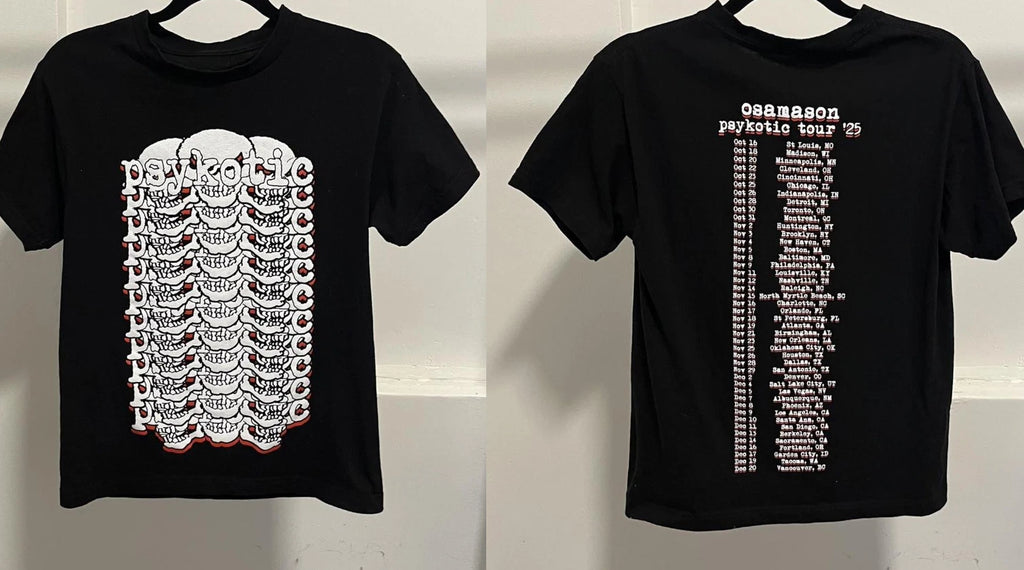OsamaSon Psykotic Tour Black Skull T-Shirt Streetwear Graphic Tee Mens S-5XL