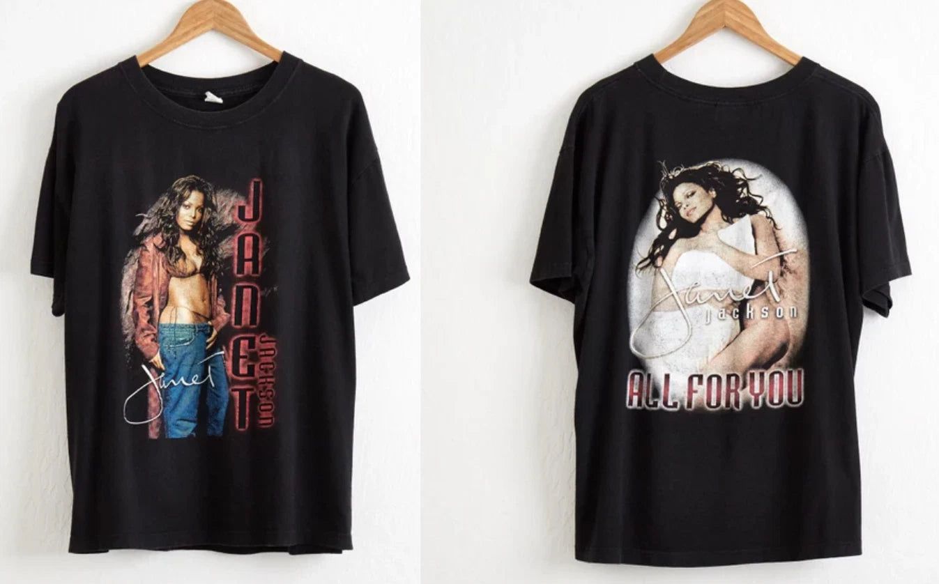Janet Jackson All For You Tour Vintage 90s Concert Graphic T-Shirt Band Tee