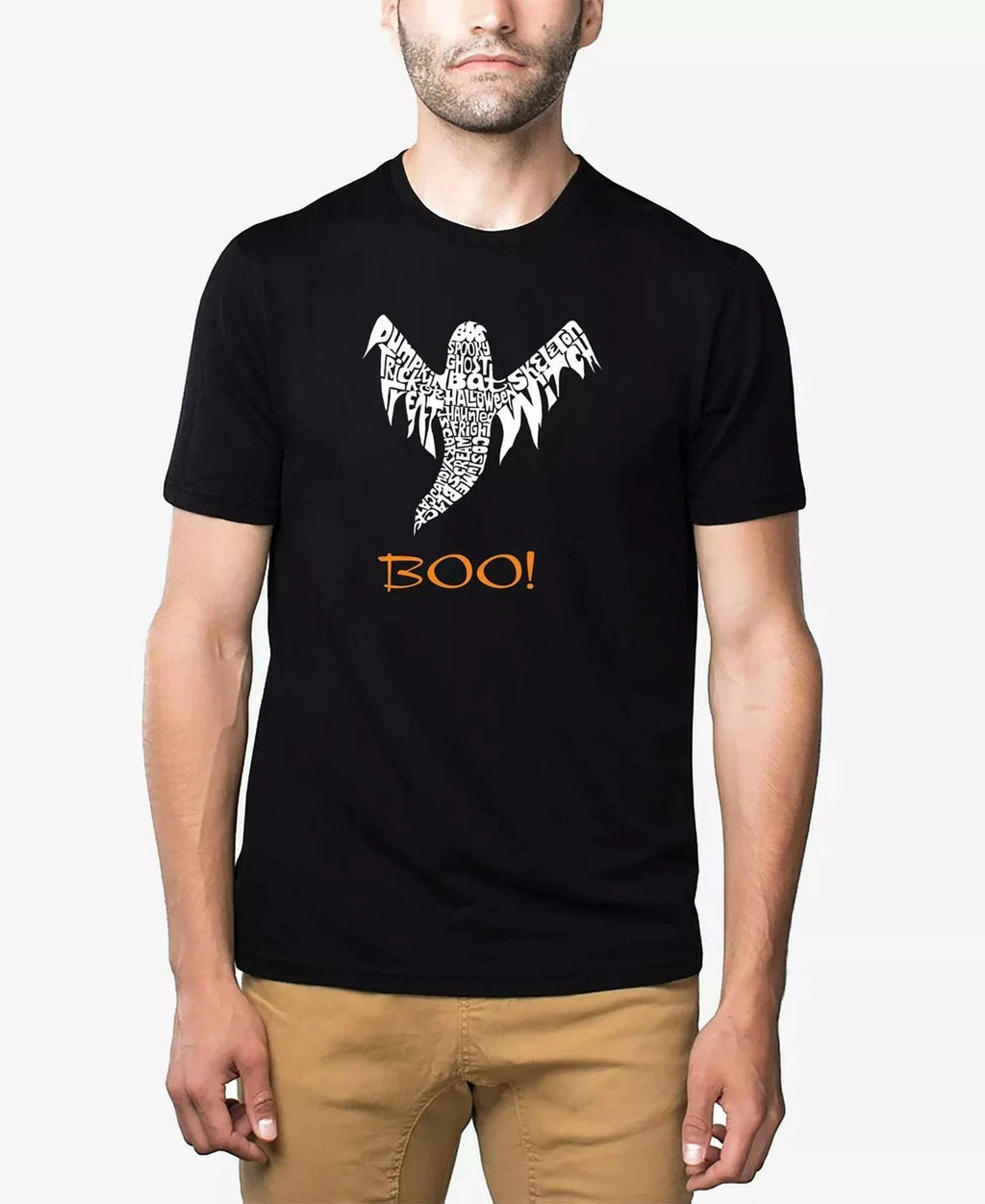 LA Pop Art Halloween Ghost  Men's Premium Blend Word Art T-Shirt Black-Large