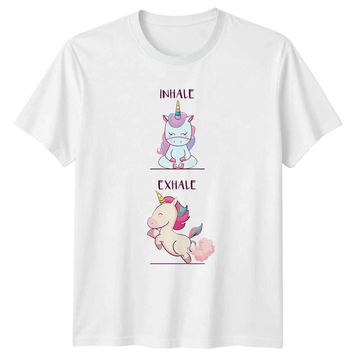 Inhale Exhale Unicorn Fart T-Shirt Yoga Parody Novelty Birthday Gift