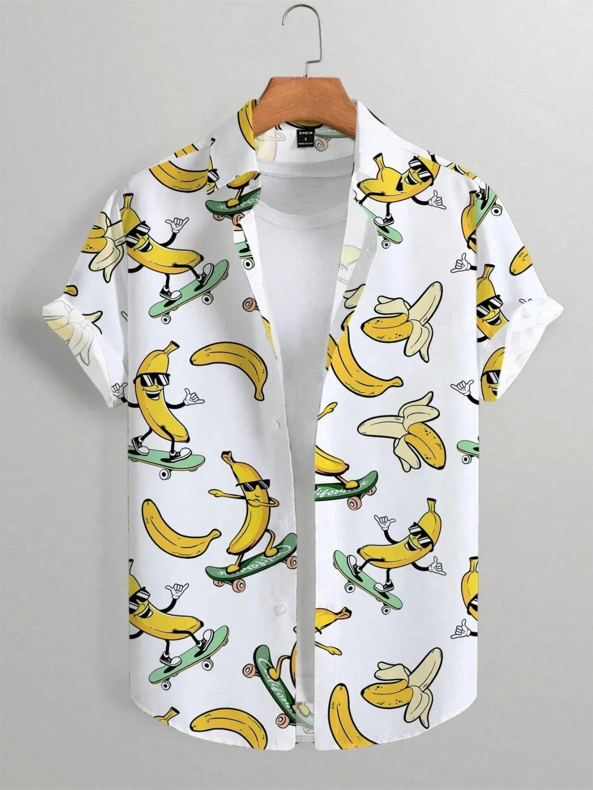 Mens Button Down Shirts Funny Banana Printed Hawaiian Tops Novelty Summer Gifts