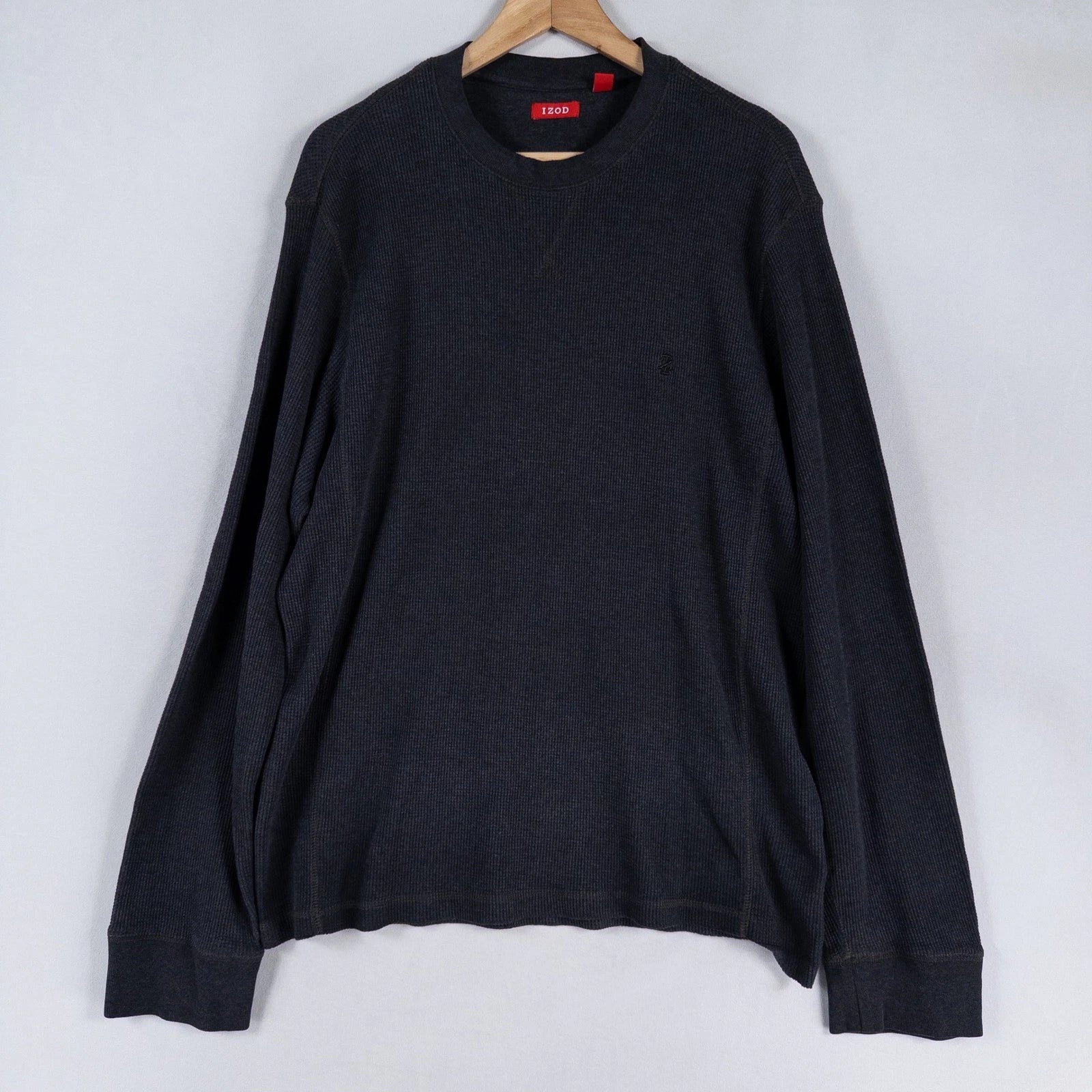 IZOD Thermal Shirt Mens XLT Gray Waffle Knit Long Sleeve Casual Minimalist