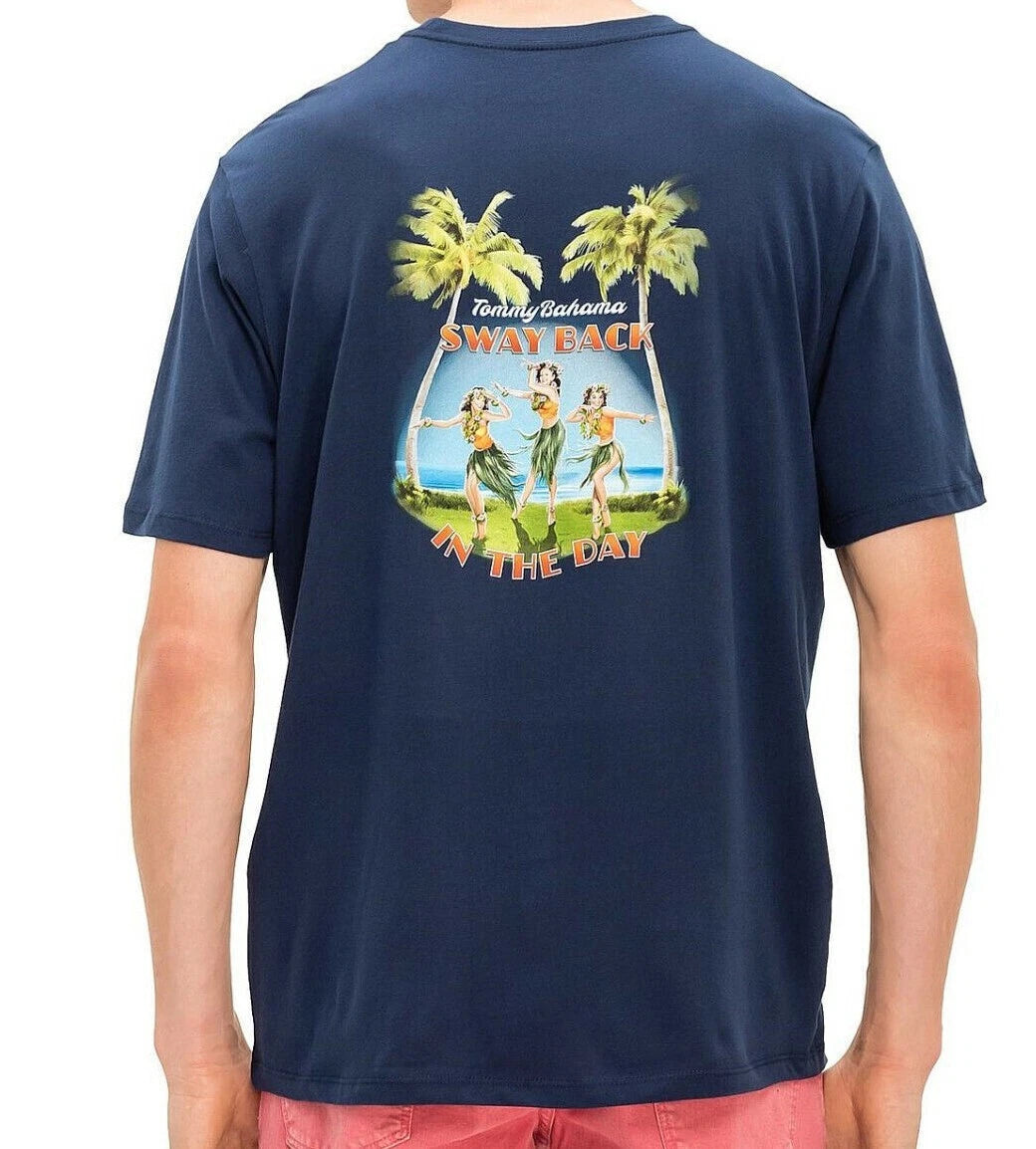 TOMMY BAHAMA Sway Back in the day -Size Large Only -Navy 100% Cotton