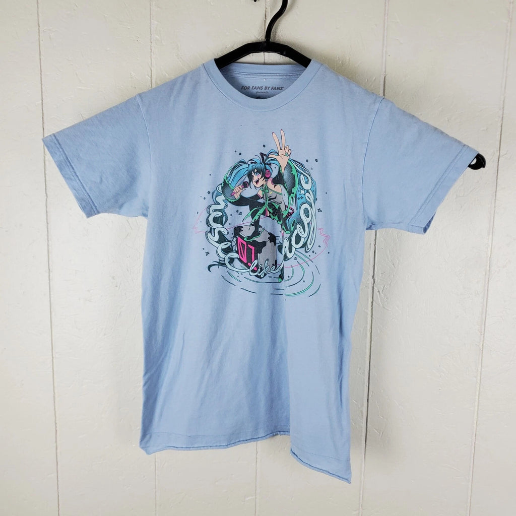 Crypton Shirt Mens Medium Blue Crew Neck Short Sleeve Graphic Stretch Pullover