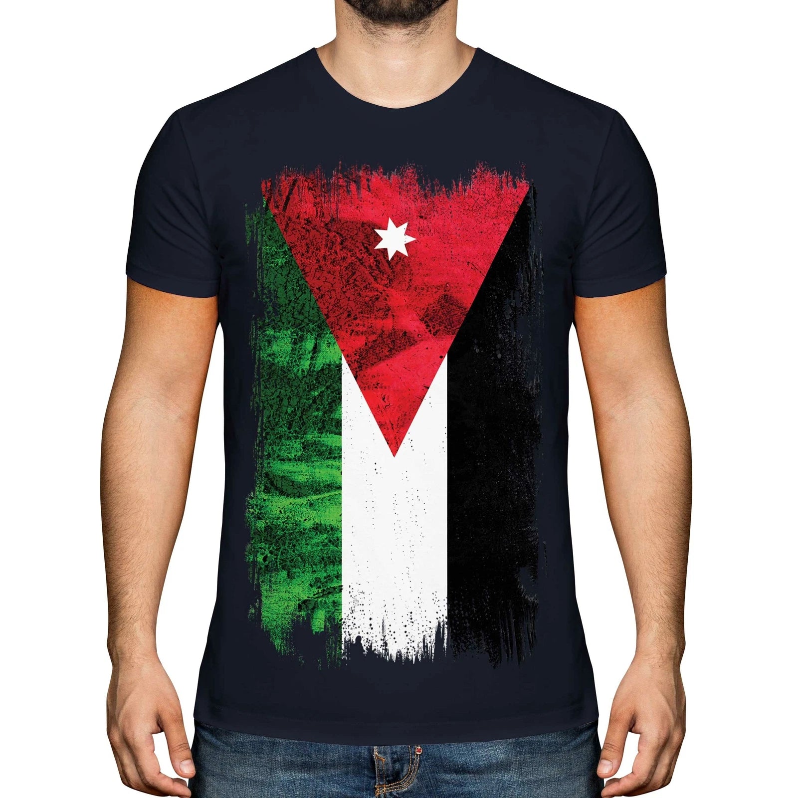 JORDAN GRUNGE FLAG MENS T-SHIRT TEE TOP AL-’URDUN FOOTBALL JORDANIAN GIFT SHIRT