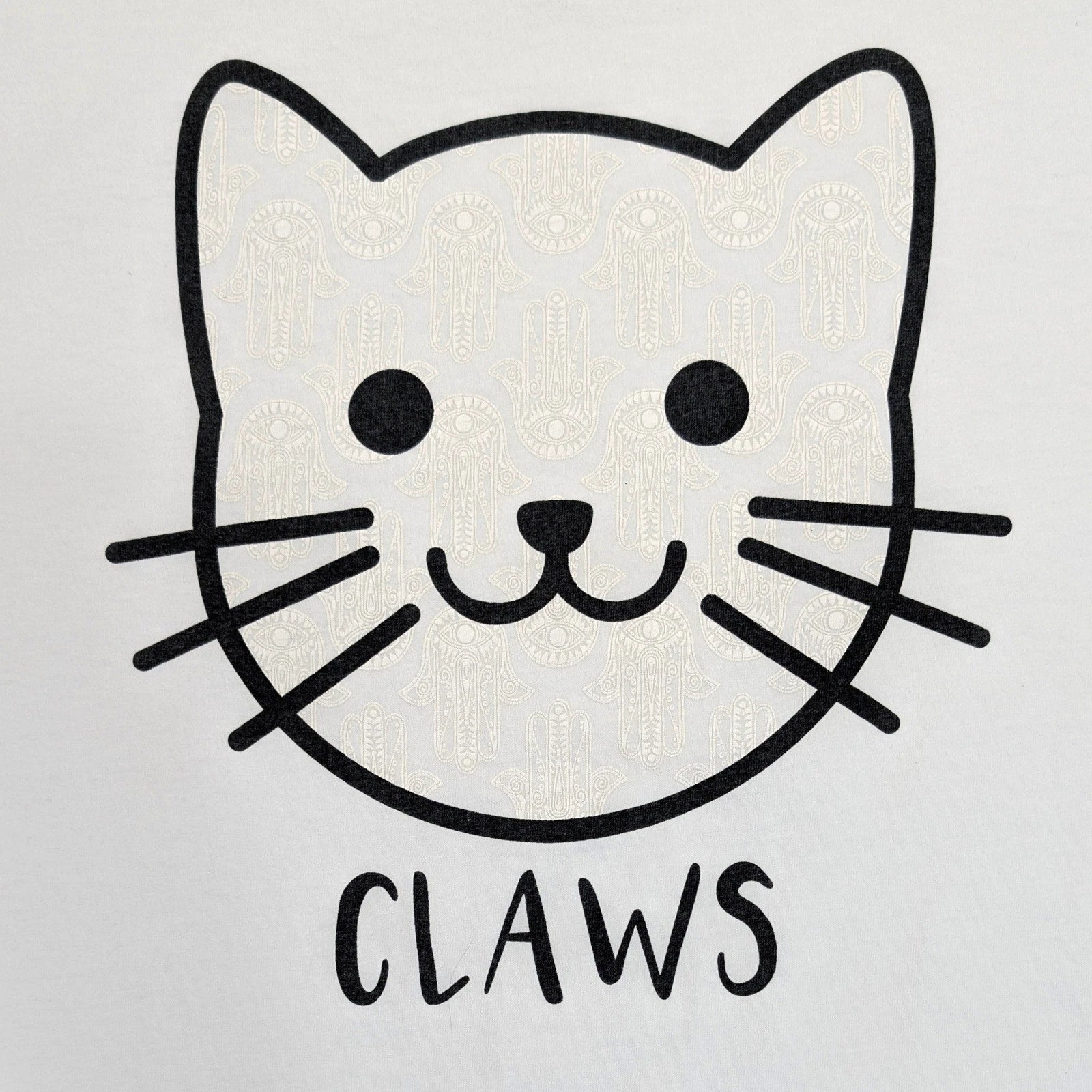 Alta Gracia Cat Graphic Long Sleeve T Shirt White Minimalist Claws Size L