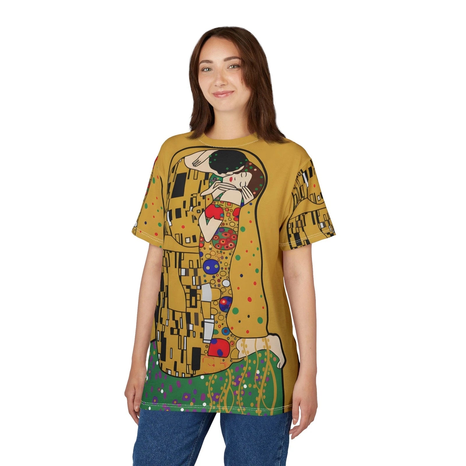Gustav Klimt The Kiss Inspired Minimalist Graphic Iconic Unisex Tee T-Shirt Top