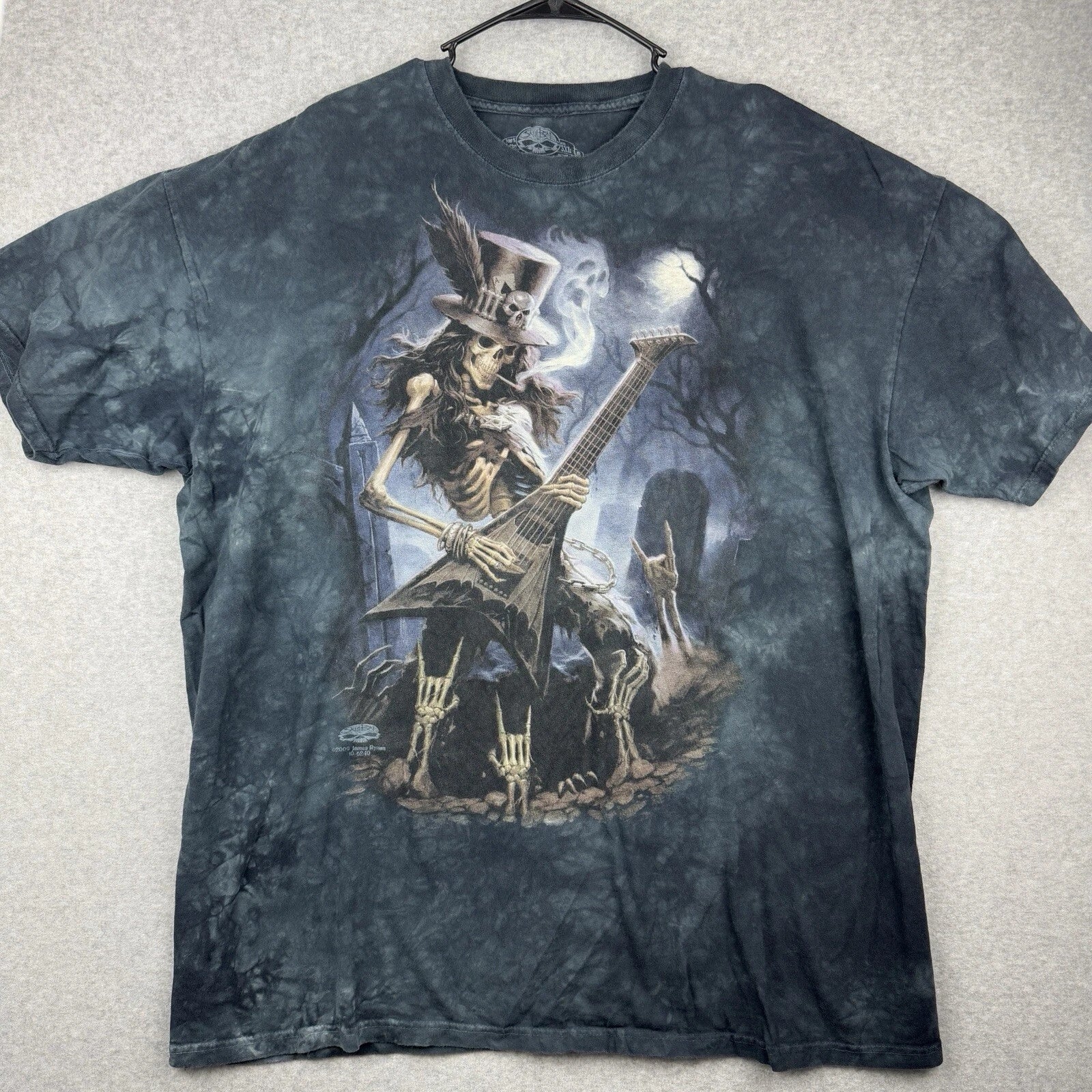 James Ryan Tie Dye T-Shirt Size XL Grunge Skeleton Guitarist Punk Cyber Y2K