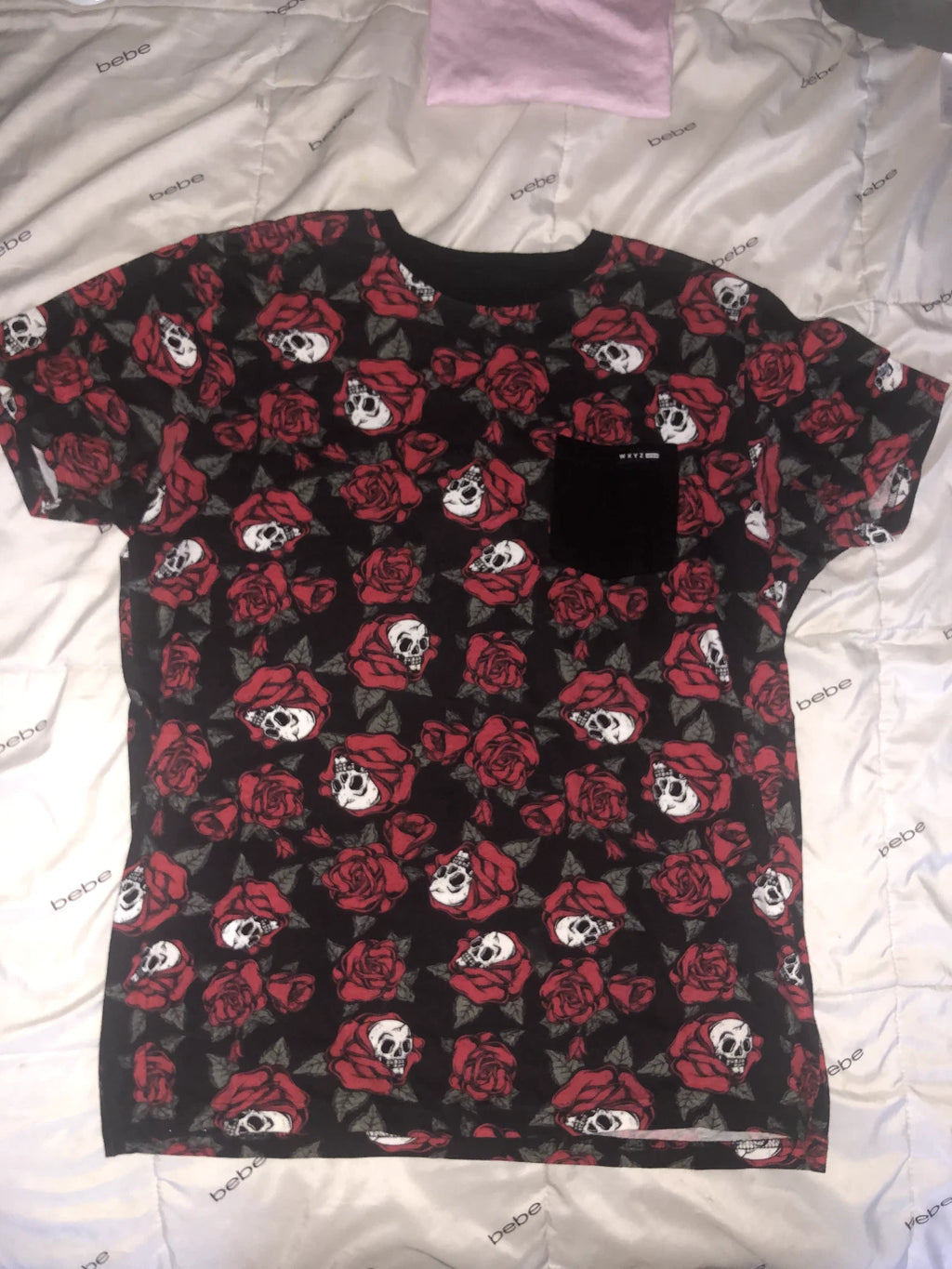 Y2K black Skull and Rose T shirt Size Medium for men