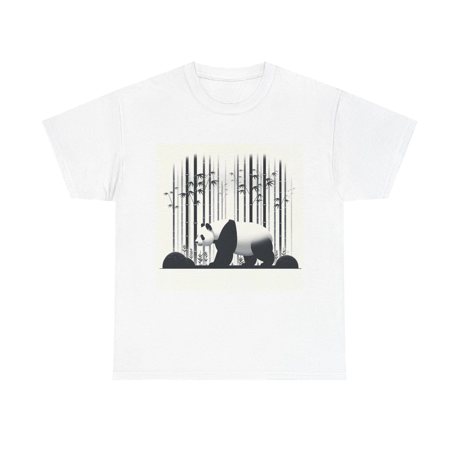 Unisex Adult T Shirt Minimalist Panda in Bamboo Grove