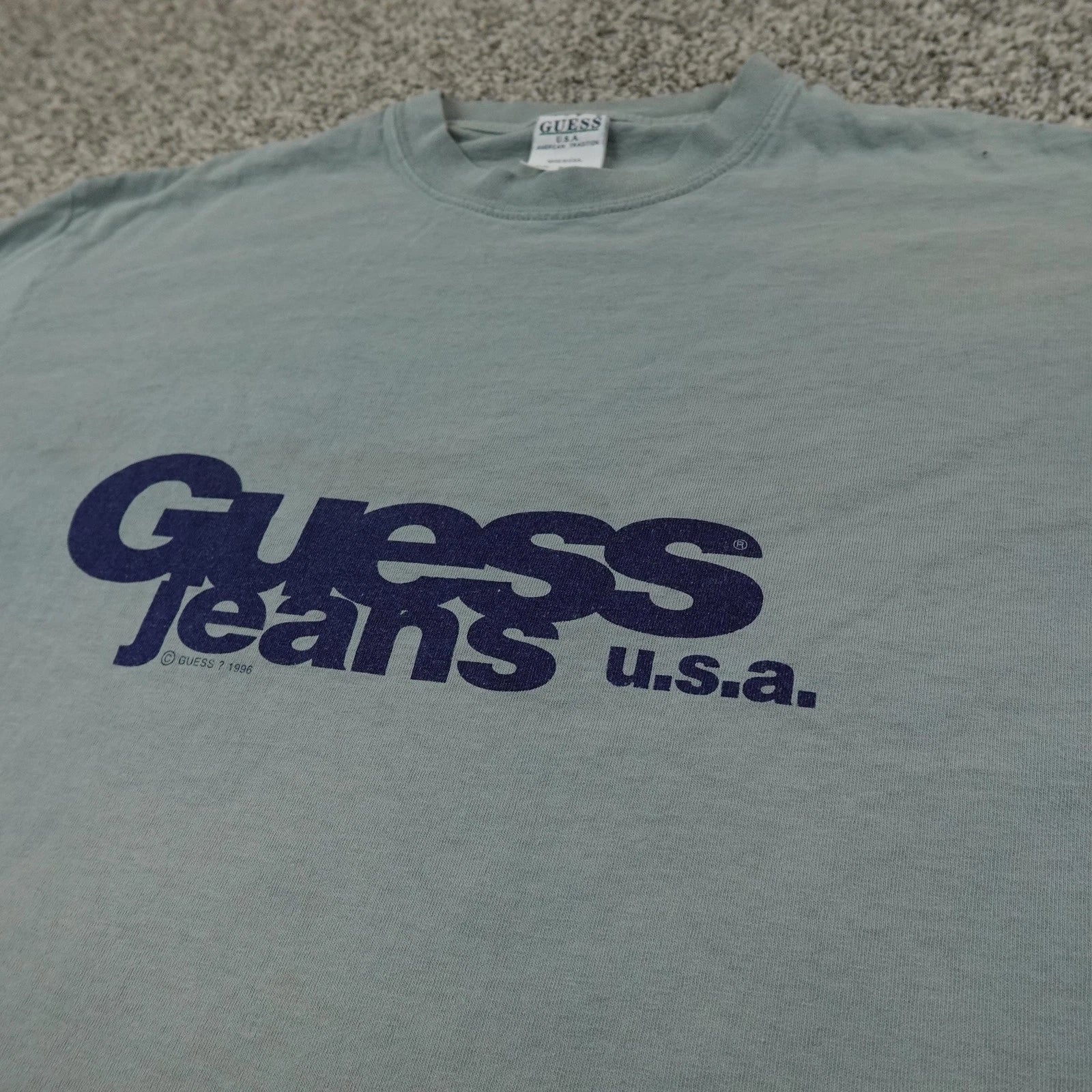 VTG Guess Shirt Mens M Blue Graphic Short Sleeve Tee Grunge Skate 90s Y2K USA