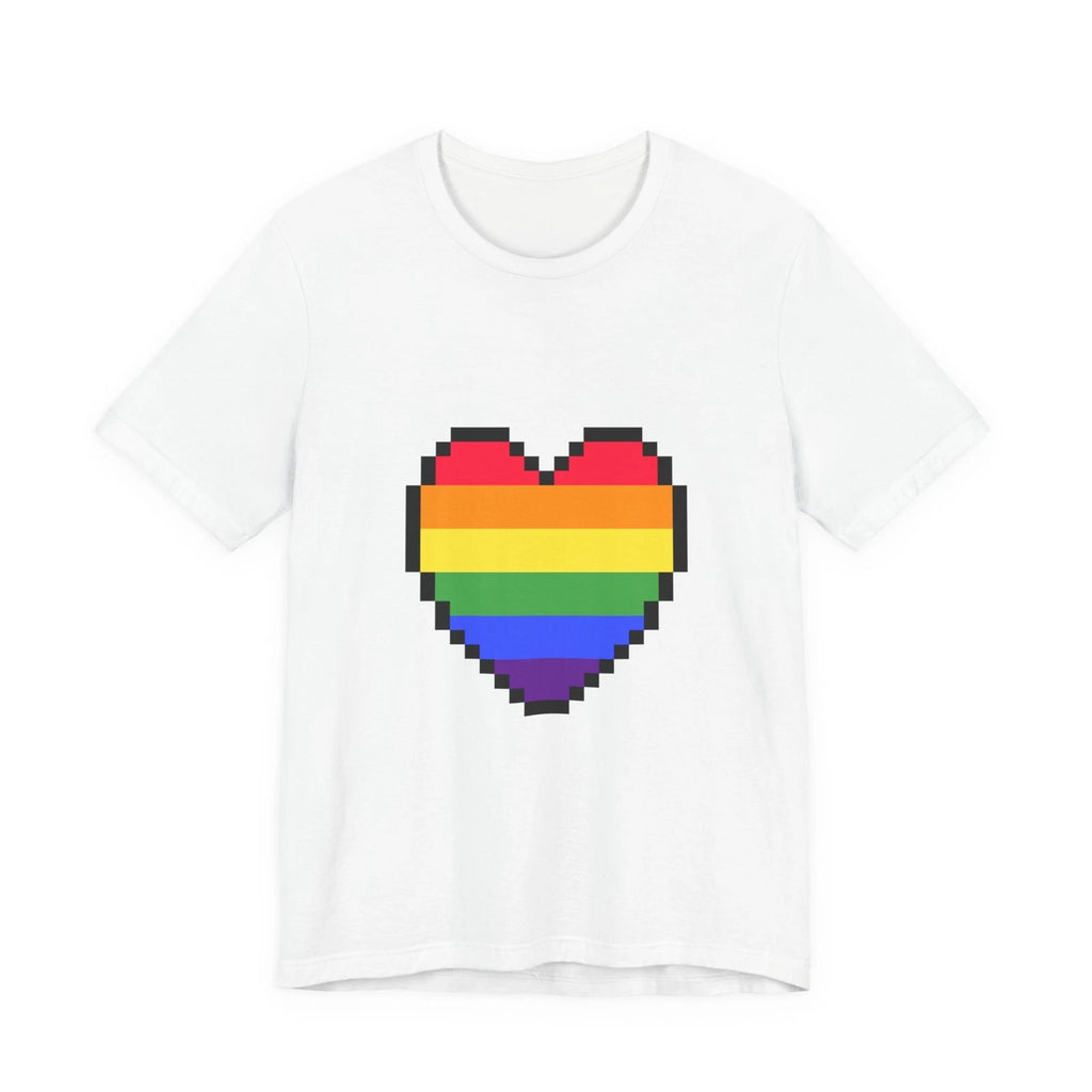 Unisex Jersey Short Sleeve Tee Cute 8-Bit Retro Pixel Art Pride Heart Shirt