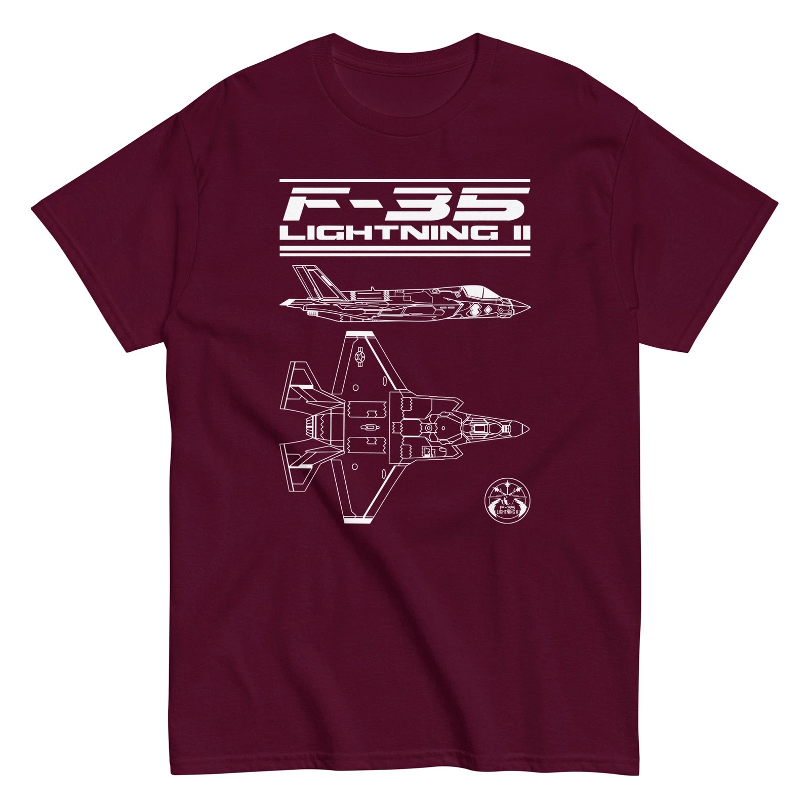 F-35 Lightning II Fighter Jet Sleek Form T-Shirt – Profile & Top View