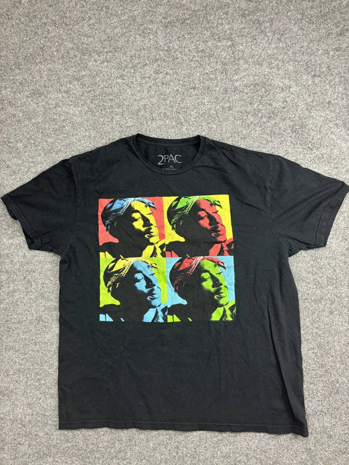 2PAC Shirt Mens XL Black Pop Art Quad Portrait Graphic Rap HipHop Tee 2022 Amaru
