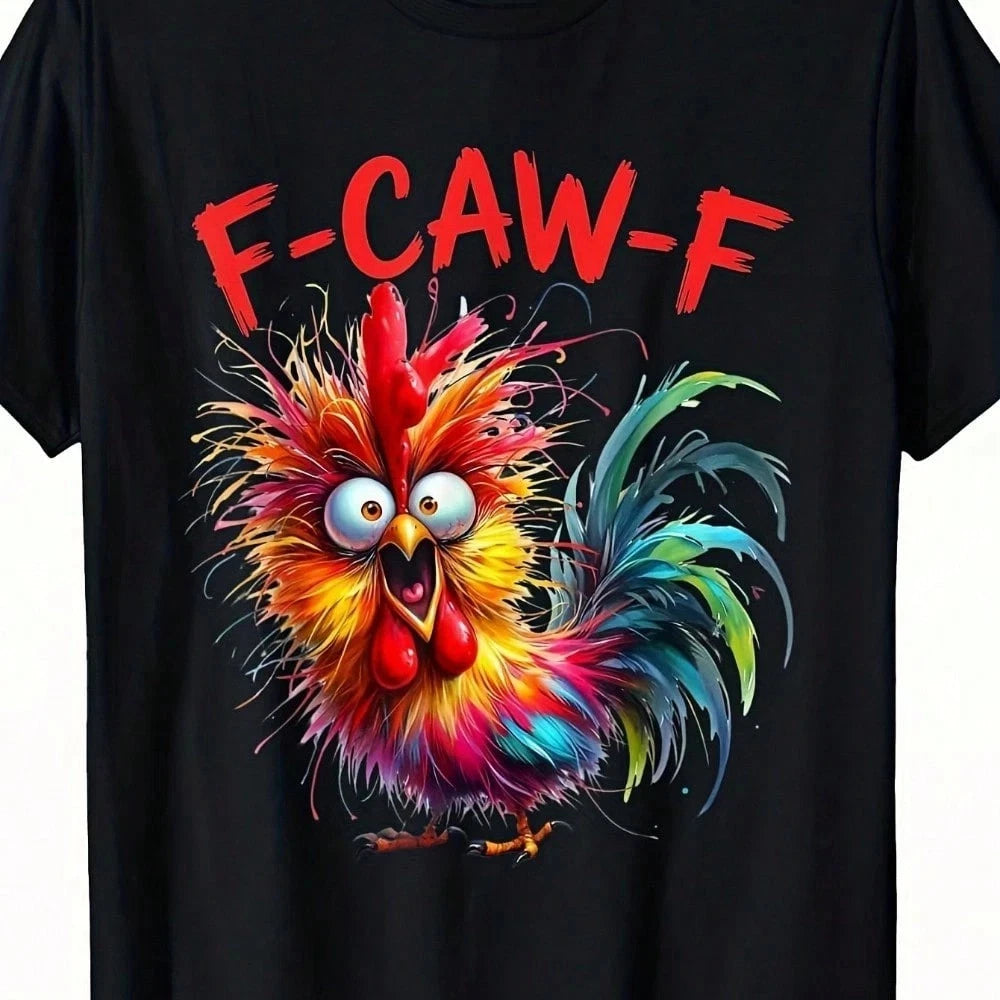 F-Caw-F Humorous Chicken Language Chicken Pattern T-Shirt
