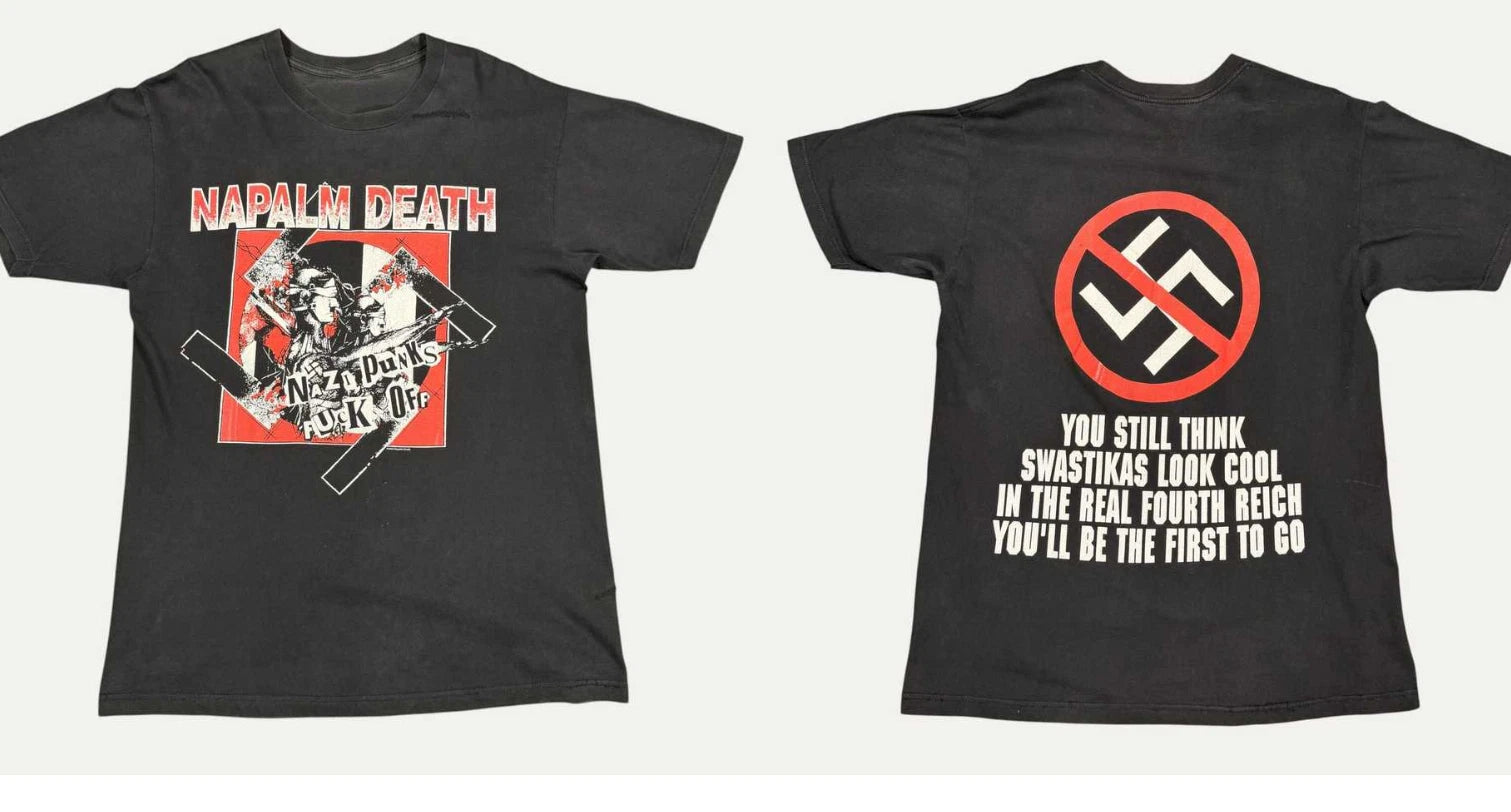 Vintage Napalm Death Nazi Punks Off 2004 T-Shirt Death Metal Band Tee S-5XL