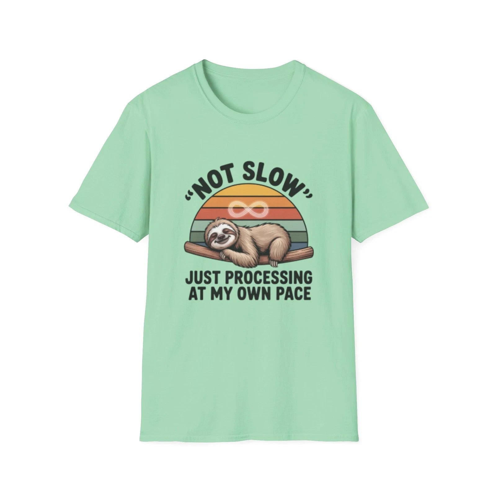 -Not Slow Sloth T-Shirt | Retro Rainbow Sloth, Funny Lazy Quote