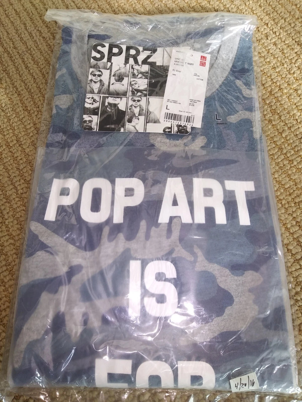 ANDY WARHOL x UNIQLO 'Camouflage / Pop Art...' Long Sleeve Art T-Shirt L **NWT**